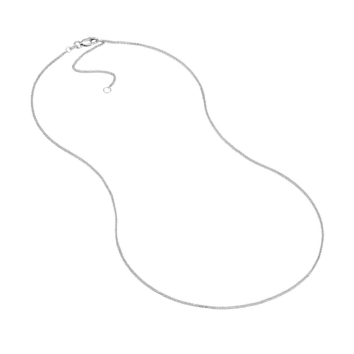14K White Gold 18" 1.15mm Adjustable Square Wheat Chain Necklace K83778