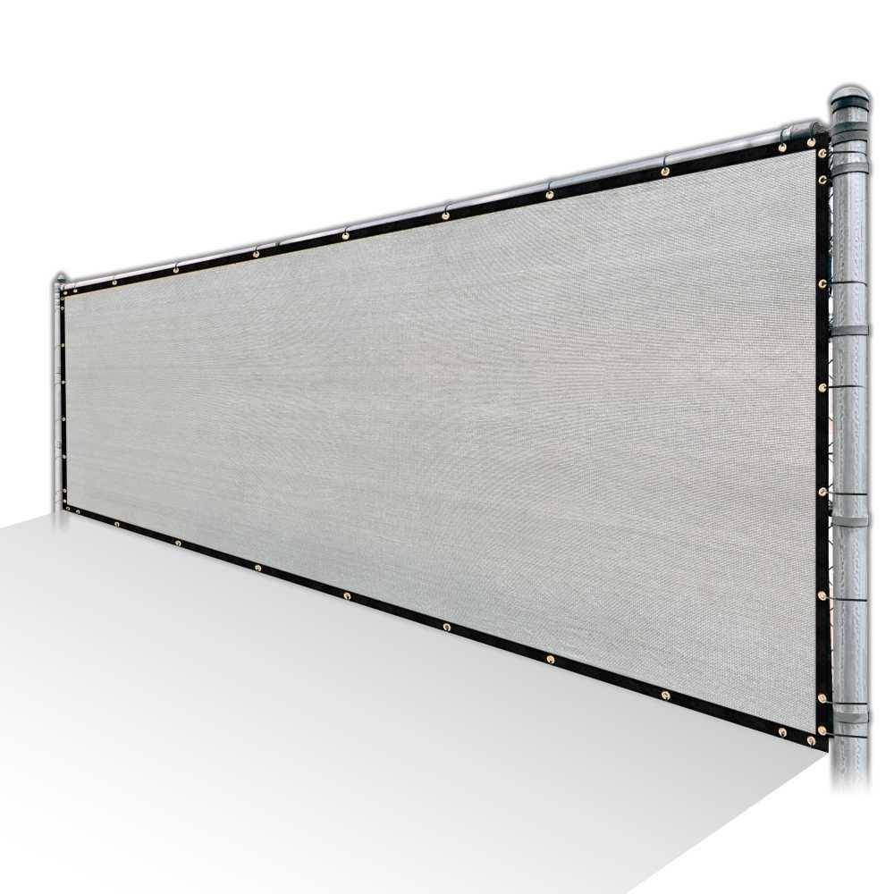 Grey Privacy Fence Screen HDPE Mesh Windscreen with Reinforced Grommets N406