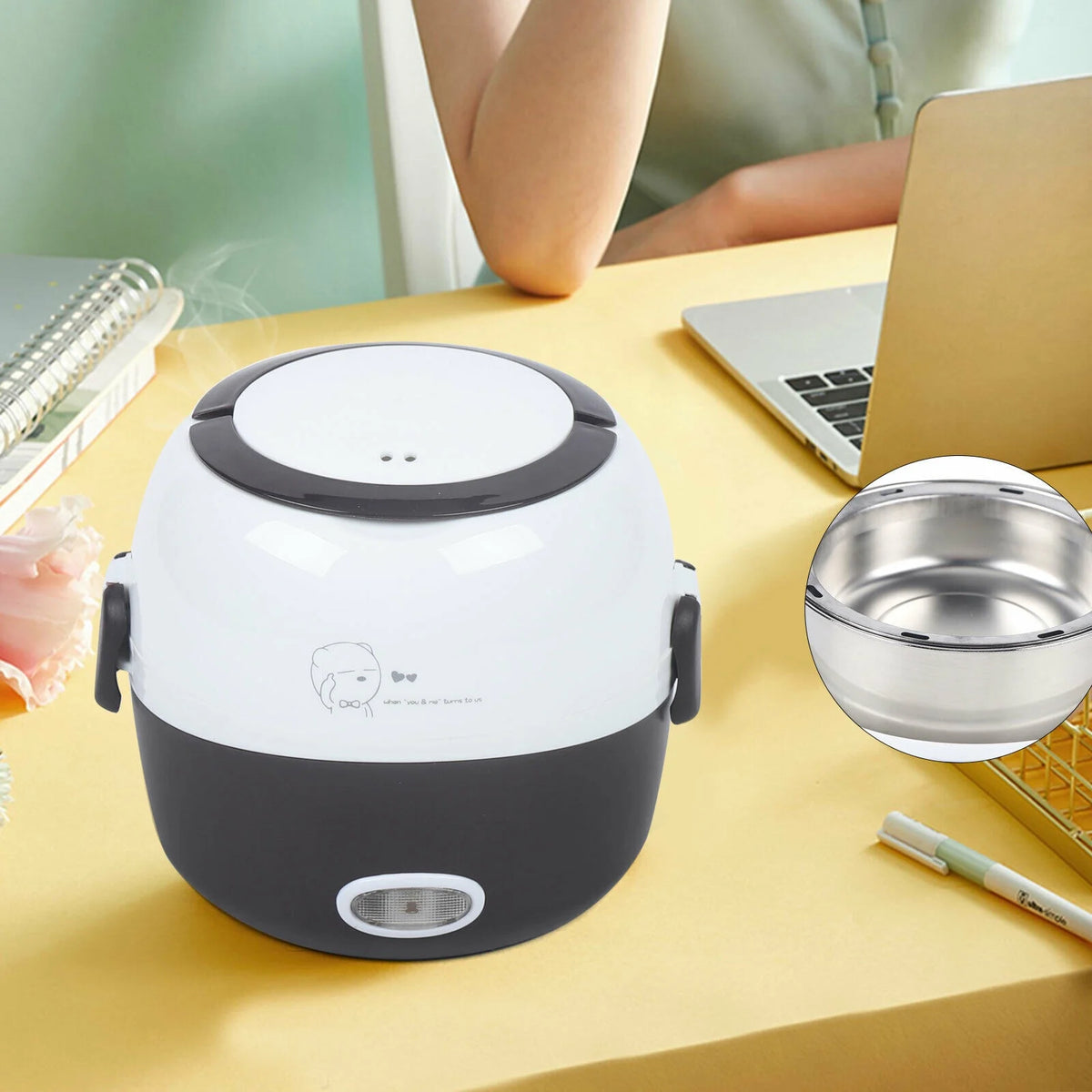 1.3L Electric Lunch Box Food Heater with 2 Stainless Steel Bowls F51594