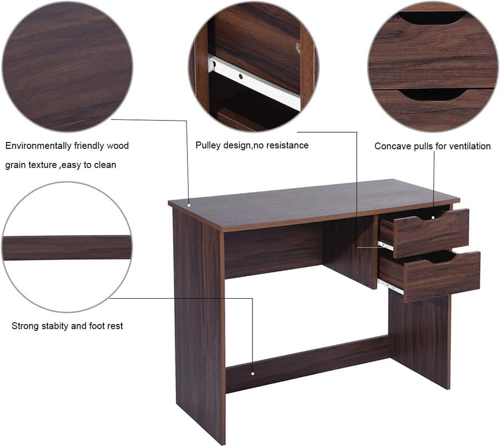 Computer Desk with Drawer 35.4 in Wood Workstation W4528