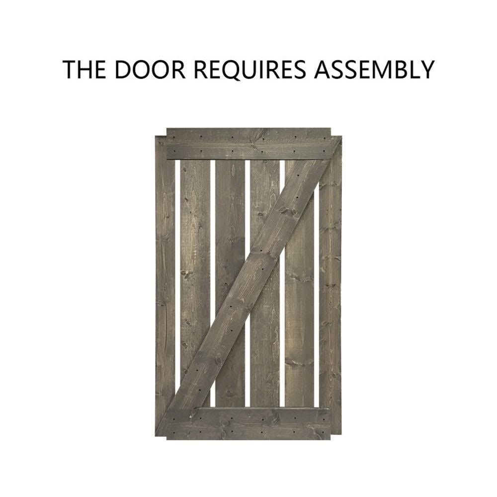 Weather Gray Solid Knotty Pine Wood Interior Sliding Barn Door with Hardware Kit S7865