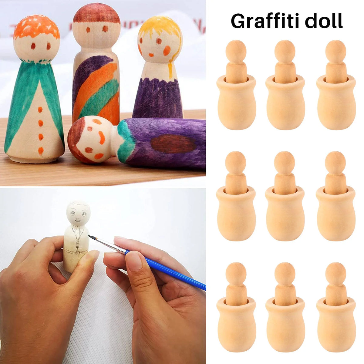 Unfinished Wooden Peg Nesting Dolls V7371