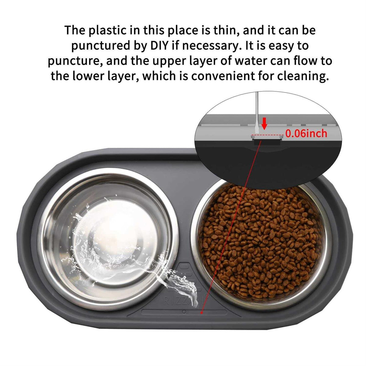 Raised Stainless Steel Dog Bowls Adjustable Double Bowl with Stand F400108
