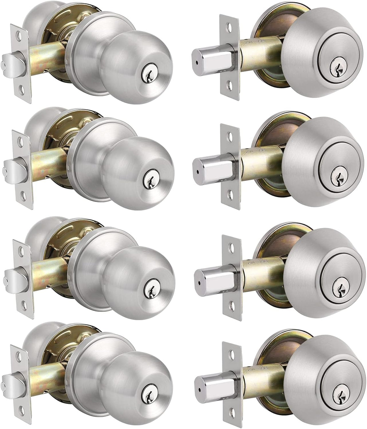 Front Door Handleset with Single Cylinder Deadbolt in Satin Nickel Finish O258493
