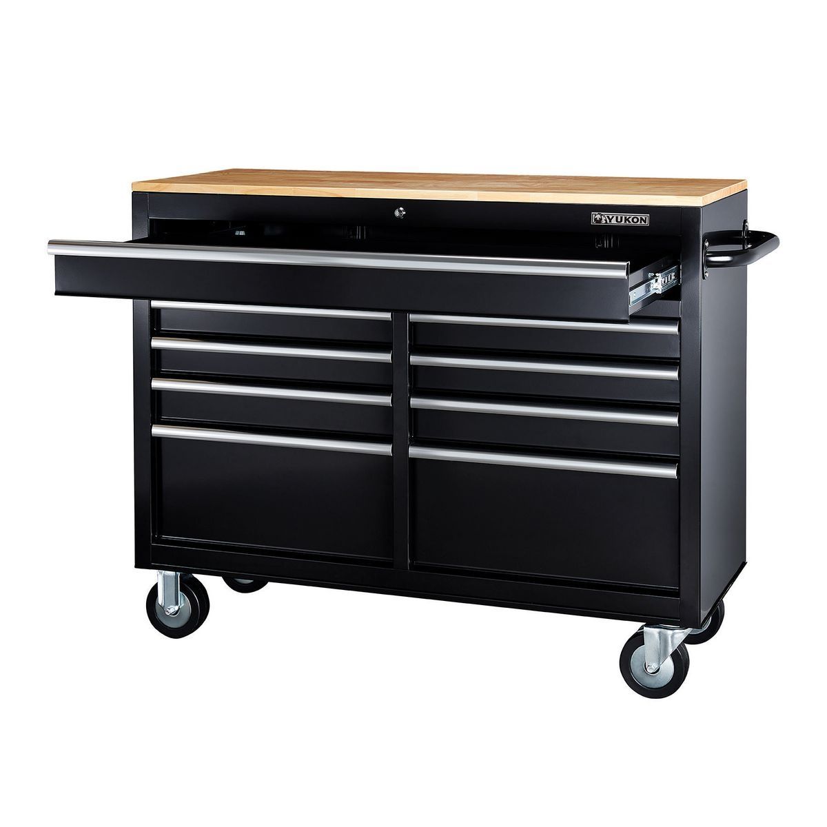 Black 9-Drawer Mobile Storage Cabinet with Solid Wood Top Q37203