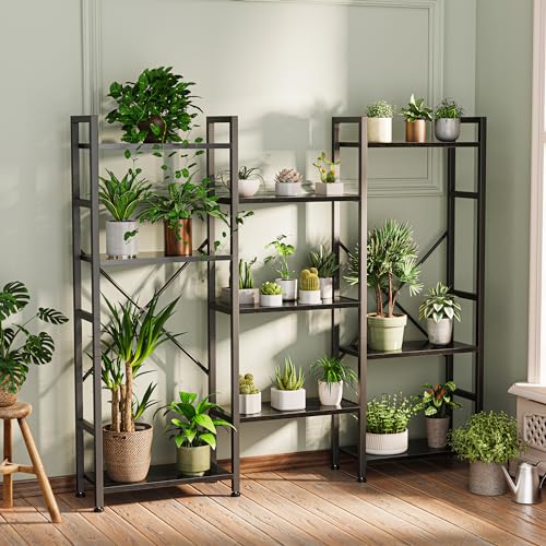 4 Tier Rustic Brown Bookshelf with 11 Open Shelves D7824