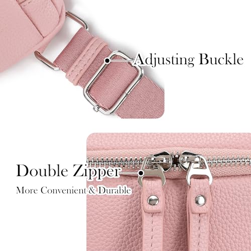 White Brown Vegan Leather Fanny Pack Crossbody Bag Q789682