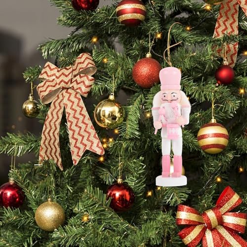 5 Pcs Pink Wooden Nutcracker Ornament Hanging Decorations A161