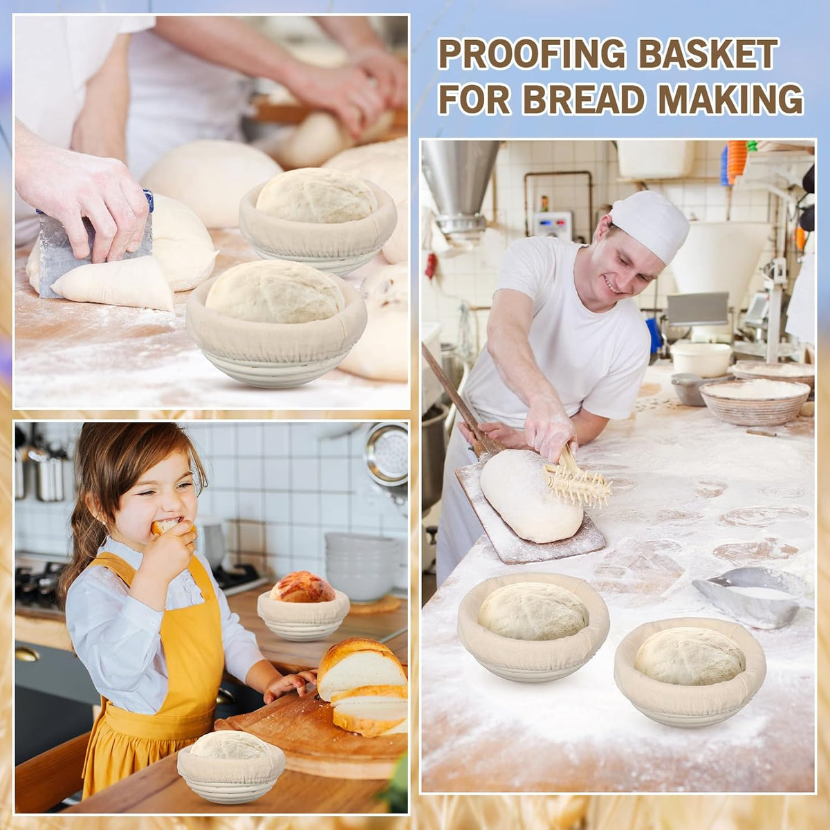 20 Pcs Bread Proofing Basket Set with Linen Liner F896771