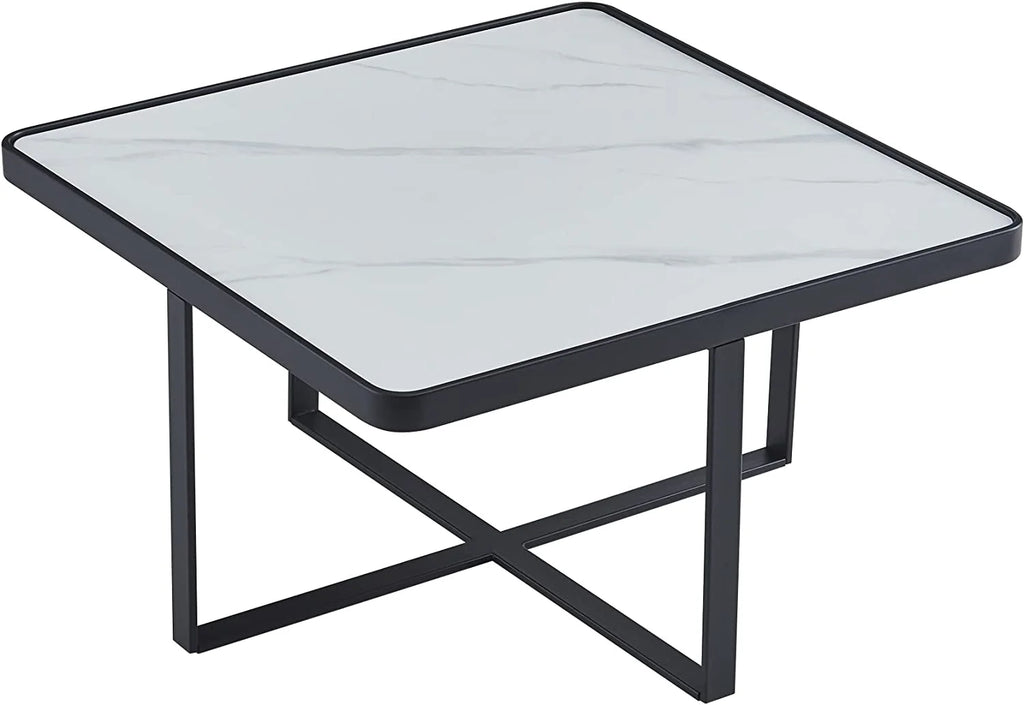 31.5 Inch Square Coffee Table with Sintered Stone Tabletop A3370