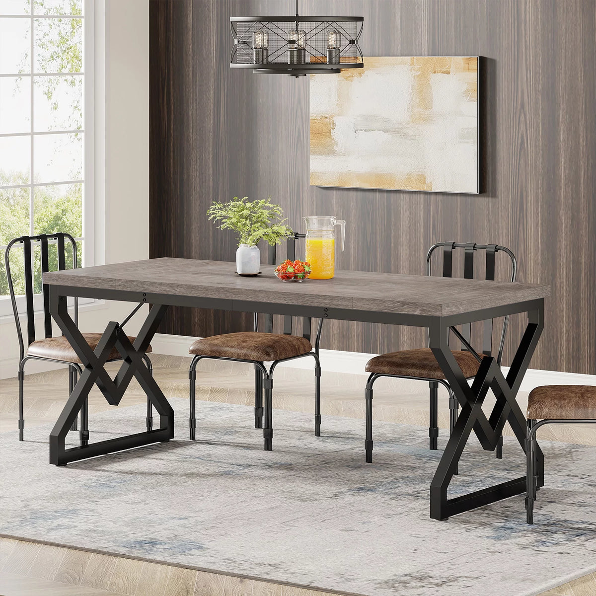 63 in. Computer Desk with Wooden Tabletop U8319