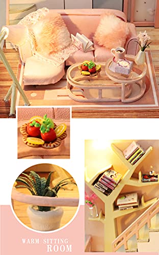 Dollhouse Miniature with Furniture Kit, Handmade DIY House Model H2296