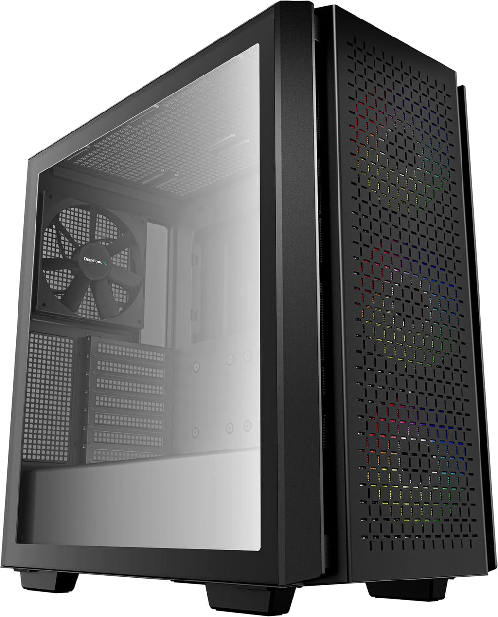 Black Mid-Tower ATX Case with Mesh Front Panel, Tempered Glass I4336