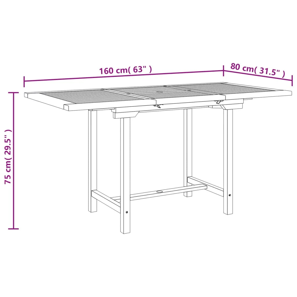 Extendable Solid Wood Teak Patio Table N743023