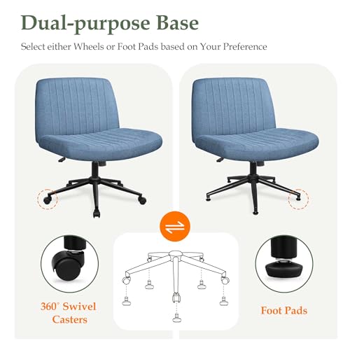Beige Armless Adjustable Swivel Cross Legged Chair P132