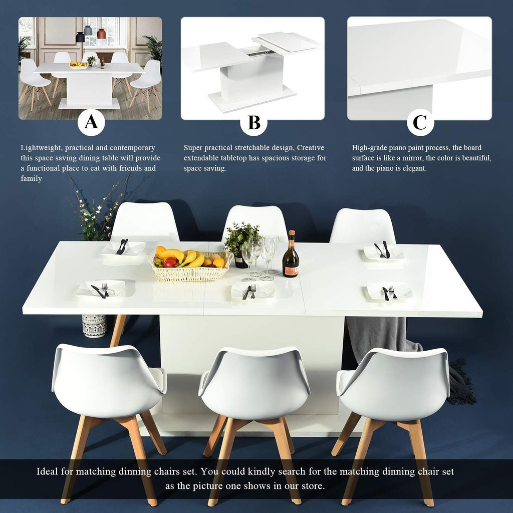 Gloss White Extensible Wooden Dining Table V951
