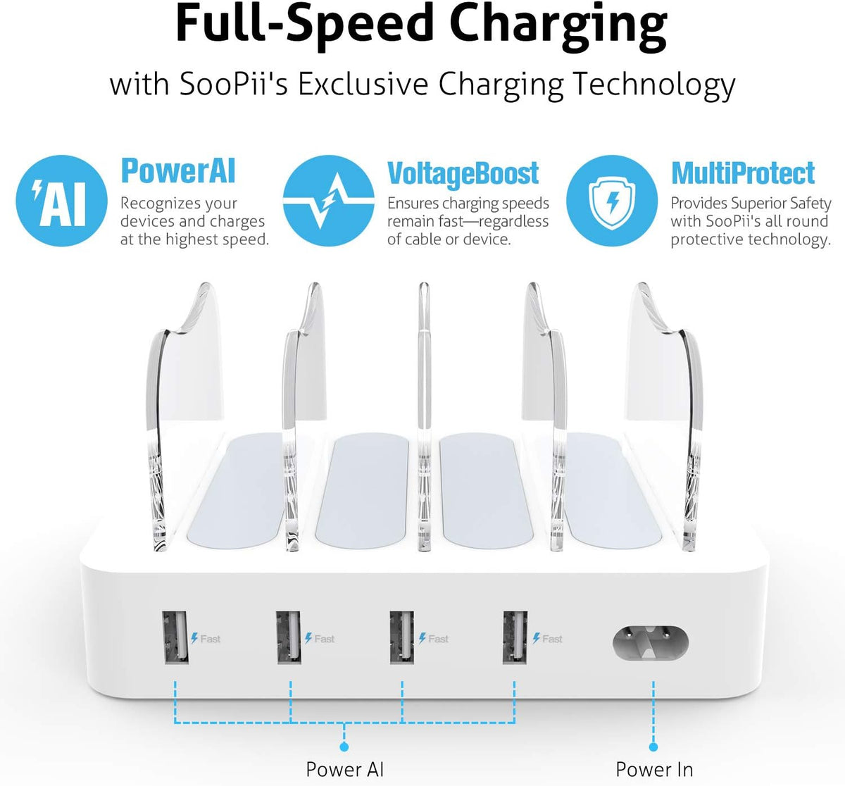 4-Port Charger Station with 6 Mixed Charging Cables, Pack of 2 X446