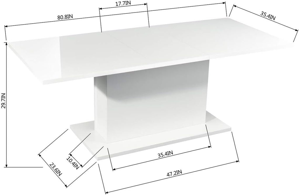 Gloss White Extensible Wooden Dining Table V951