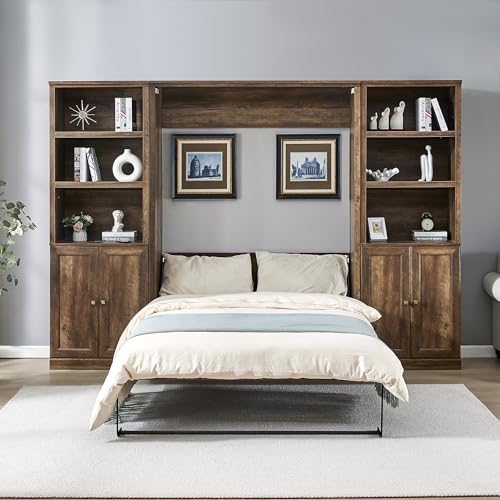 Queen Wooden Murphy Bed, Folding Wall Bed H6994