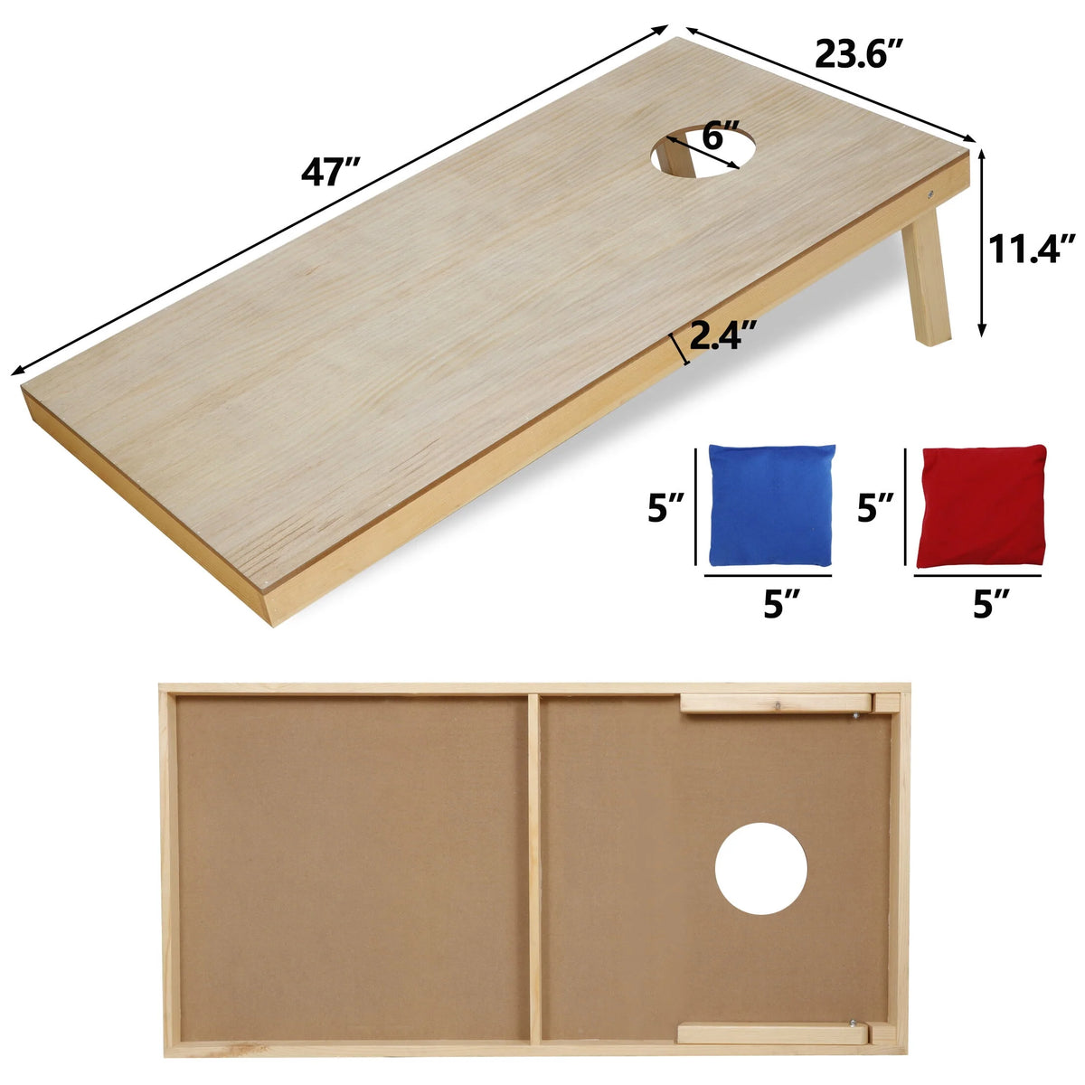 Wooden Cornhole Game Set with 8 Bean Bags & Carrying Case B334