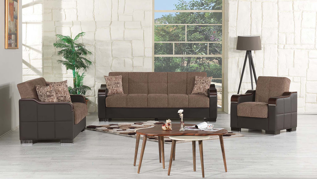 Brown Chenille Sleeper Loveseat K5878