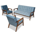 Light Blue Velvet Upholstered Wood 3-Piece Living Room Set O98288