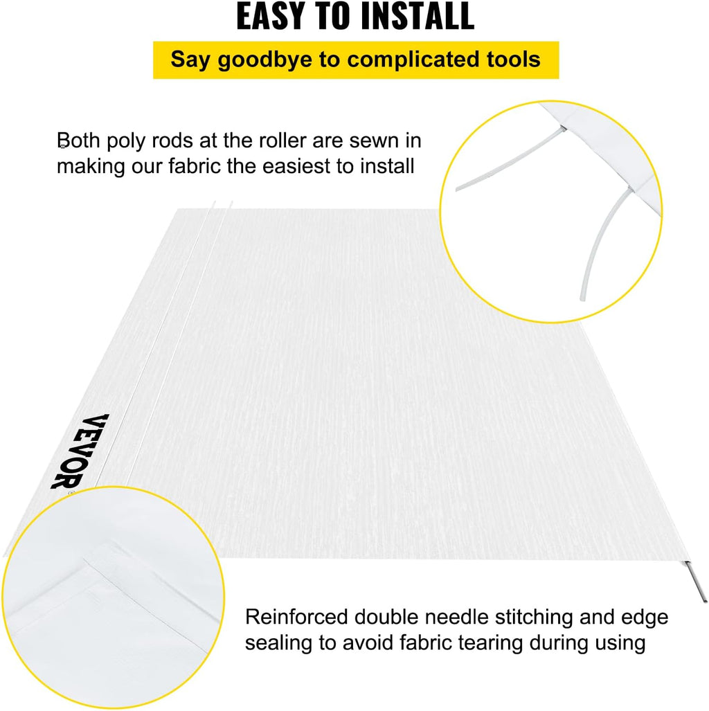 White 15 FT Vinyl RV Awning Replacement Fabric U885