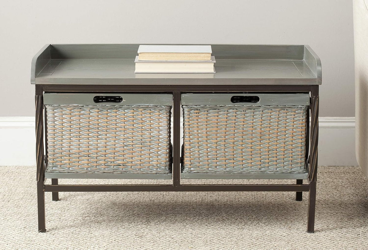 Antique Pewter French Grey Storage Bench J223179