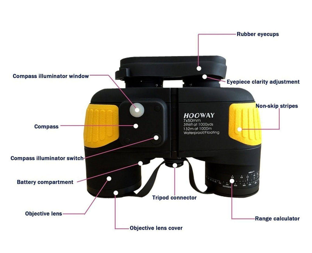 7x50 Waterproof Fogproof Binoculars with Compass N894
