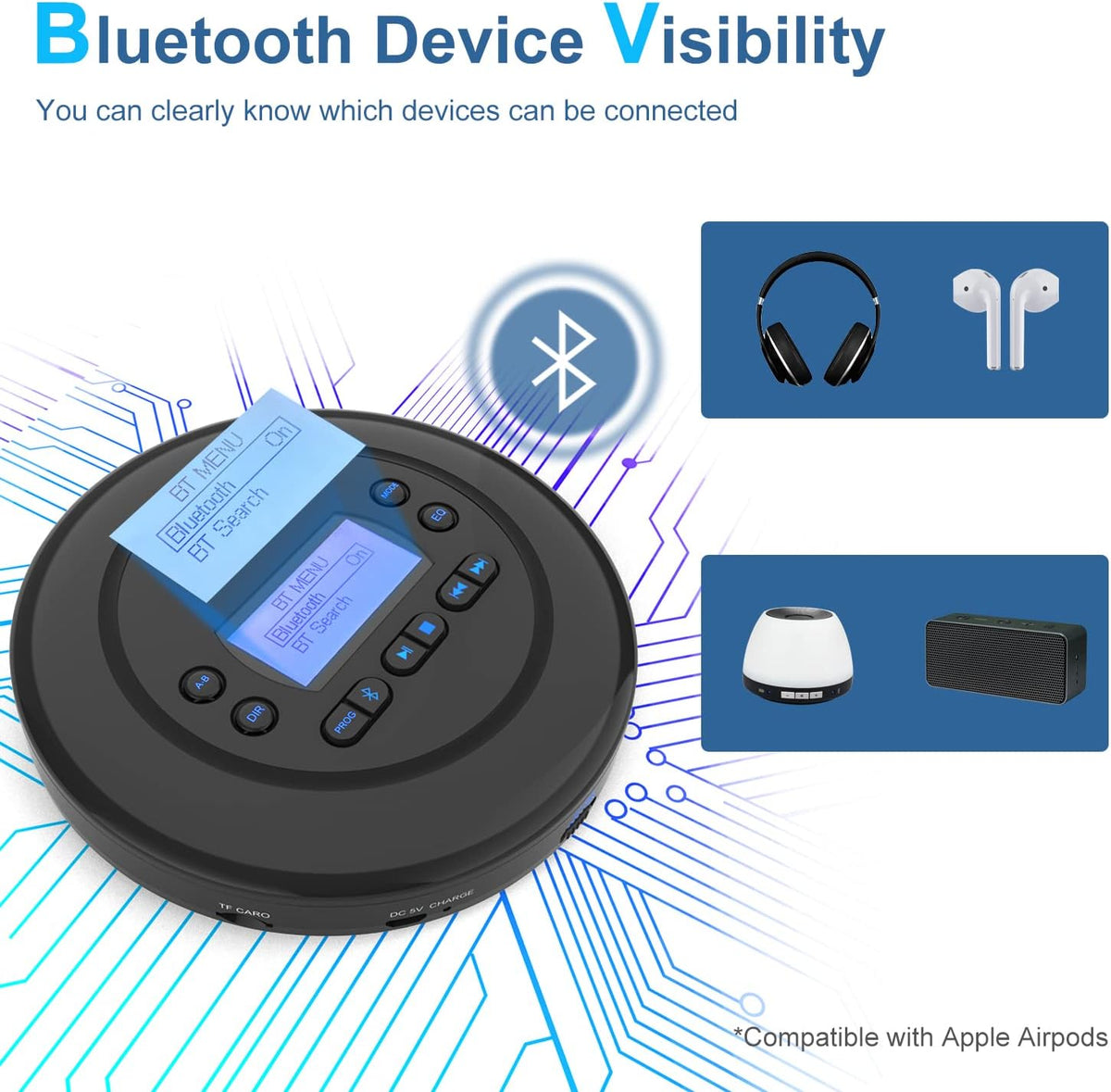 Pack of 2 Portable Bluetooth CD Player with Dual Headphone Jack M40990
