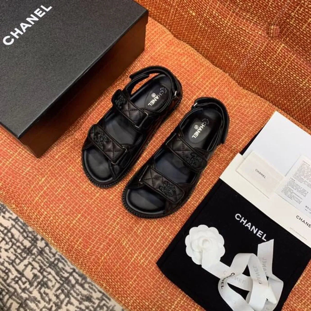 Black Velcro Sandals P37505