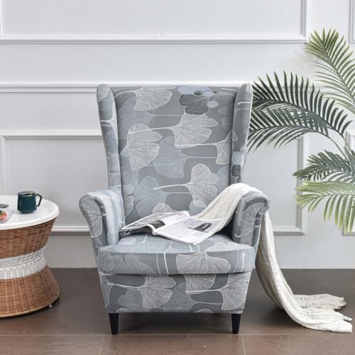 2 Pieces Stretch Spandex Wingback Chair Slipcovers B29953