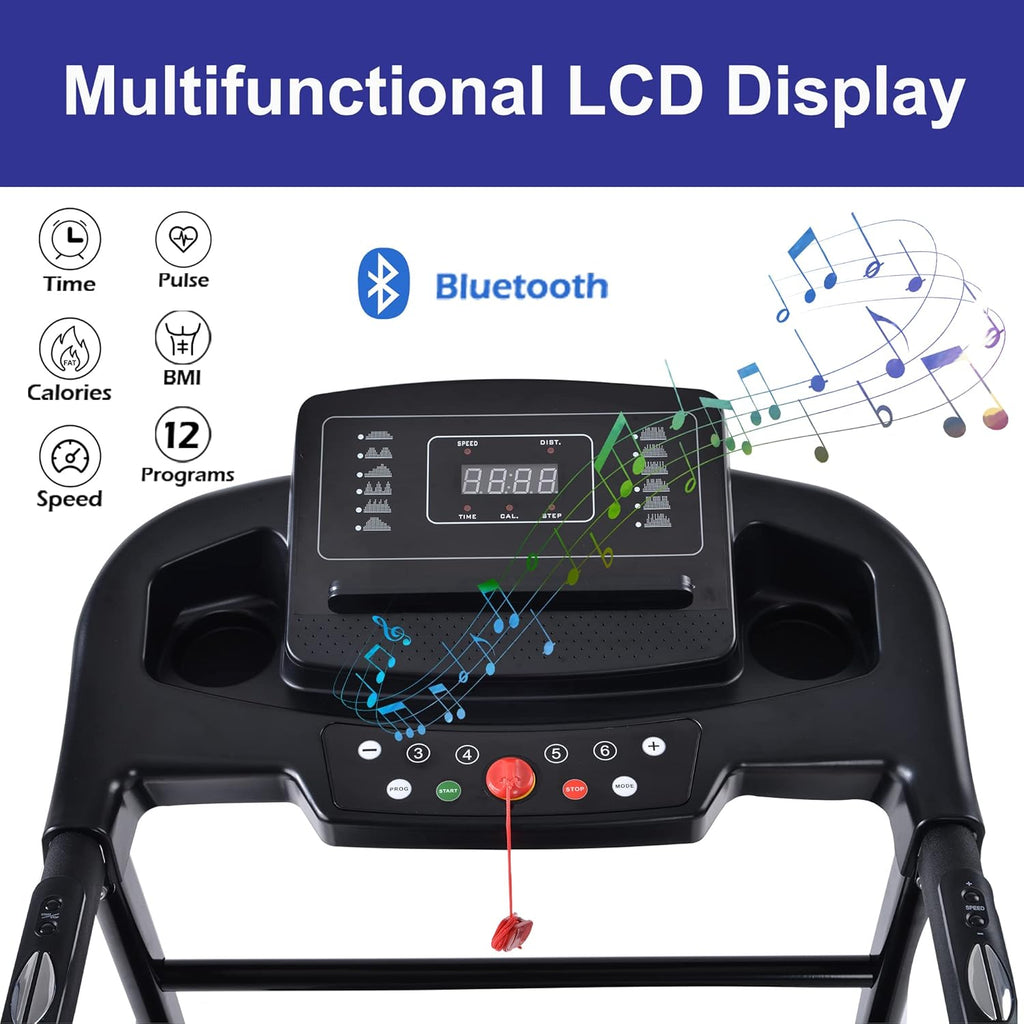 Compact Foldable Electric Treadmill with Incline and Bluetooth U52902