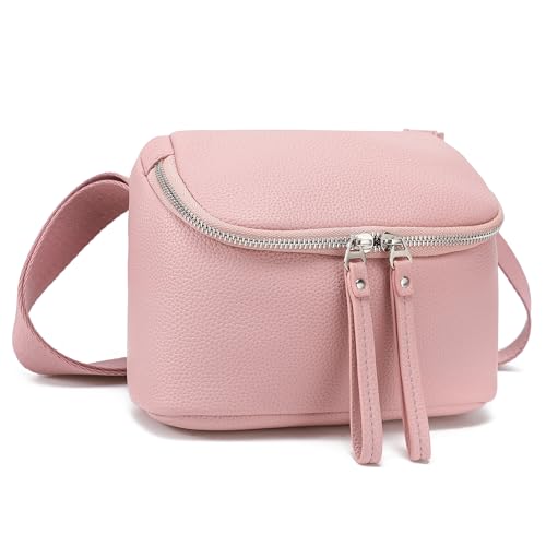 White Brown Vegan Leather Fanny Pack Crossbody Bag Q789682