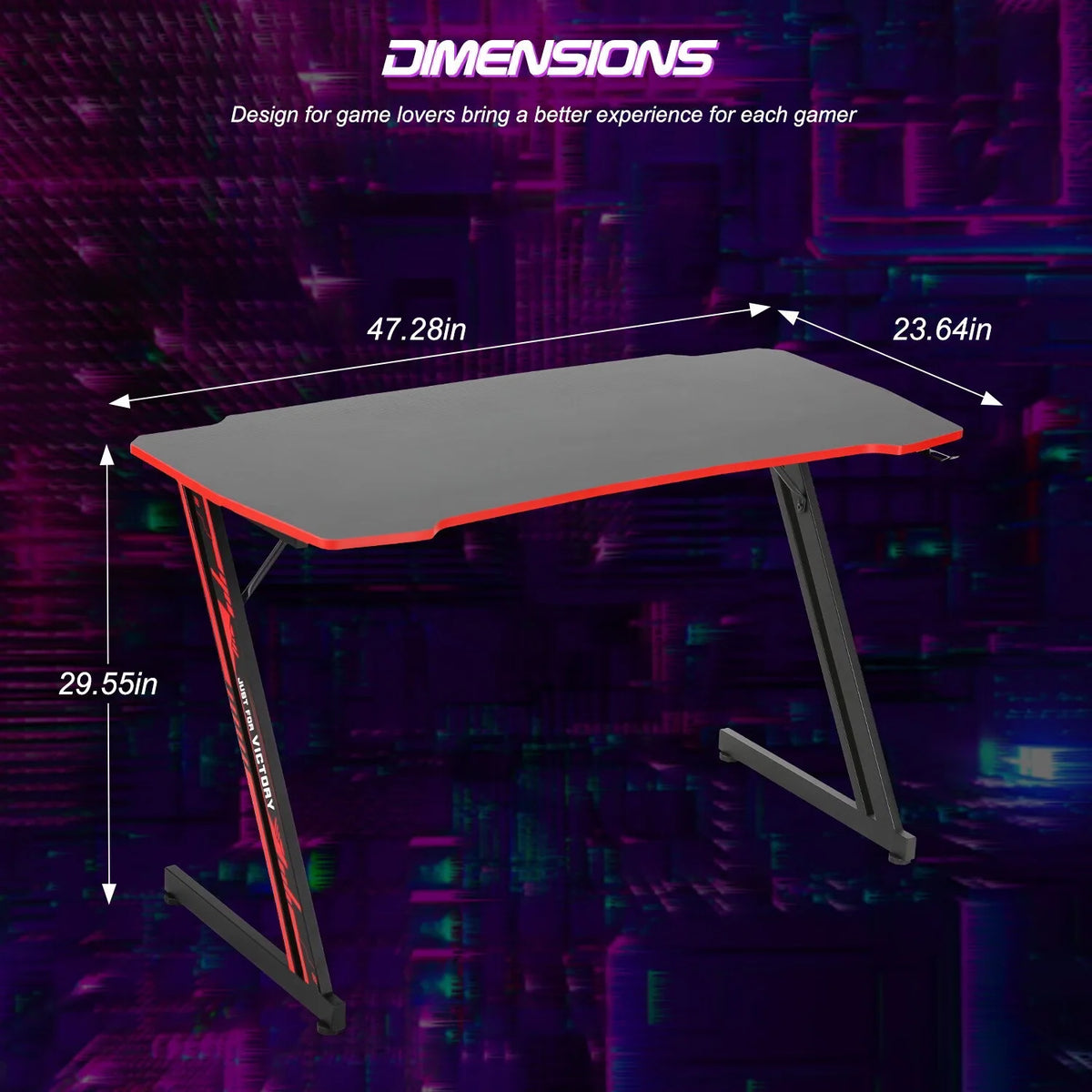 48 inch Z Shaped Gaming Desk with Headphone Hook L72269