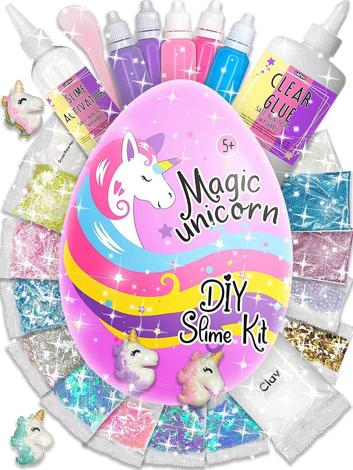 Unicorn Surprise Slime Egg Bundle 4 Pack Variety Slime Making Kit with Butter, Cloud, Glitter, Stardust Slime B26928