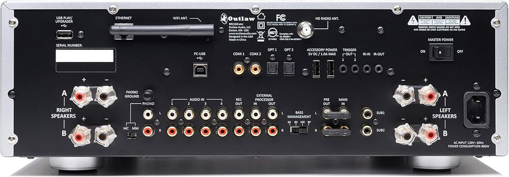 Retro Stereo Receiver with WiFi, FM Tuner, RCA Inputs, Remote Control W8284