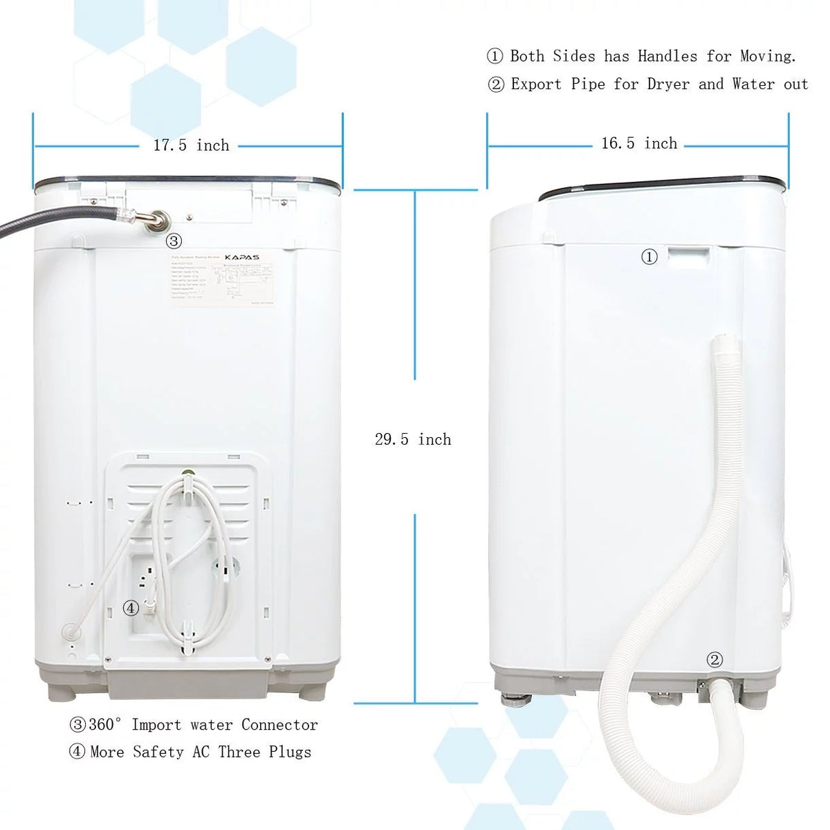 Fully Automatic 2-in-1 Washer & Dryer Machine 8 lbs. Capacity White V724652
