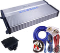 6000 Watt RMS 1-Channel D Class Car Audio Amplifier with Blue 0 Gauge Installation Kit Bundle Y32546