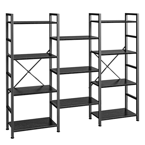 4 Tier Rustic Brown Bookshelf with 11 Open Shelves D7824