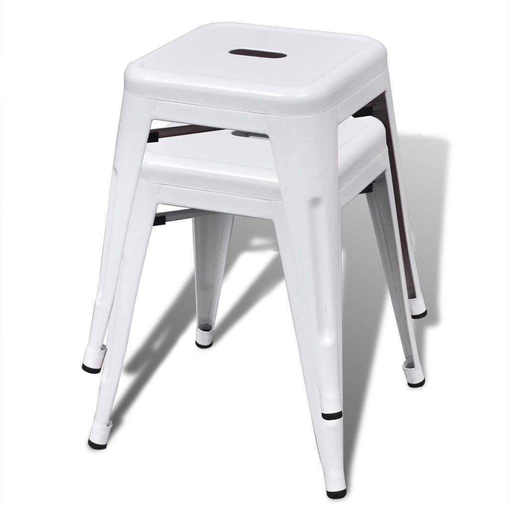 2 Pcs Stackable Metal Black Stools Y6053