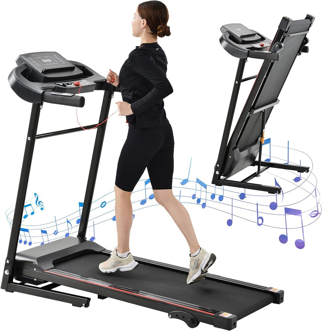 Compact Foldable Electric Treadmill with Incline and Bluetooth U52902