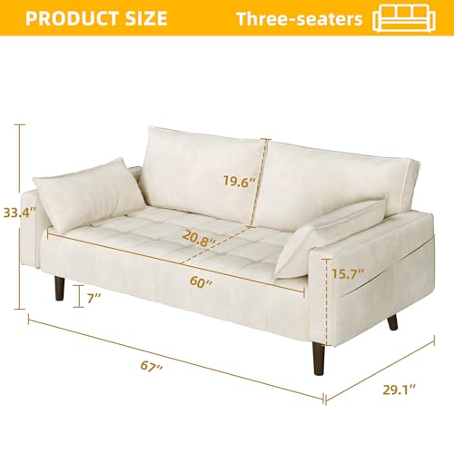 67" Velvet Loveseat Sofa with 2 Pillows N4355