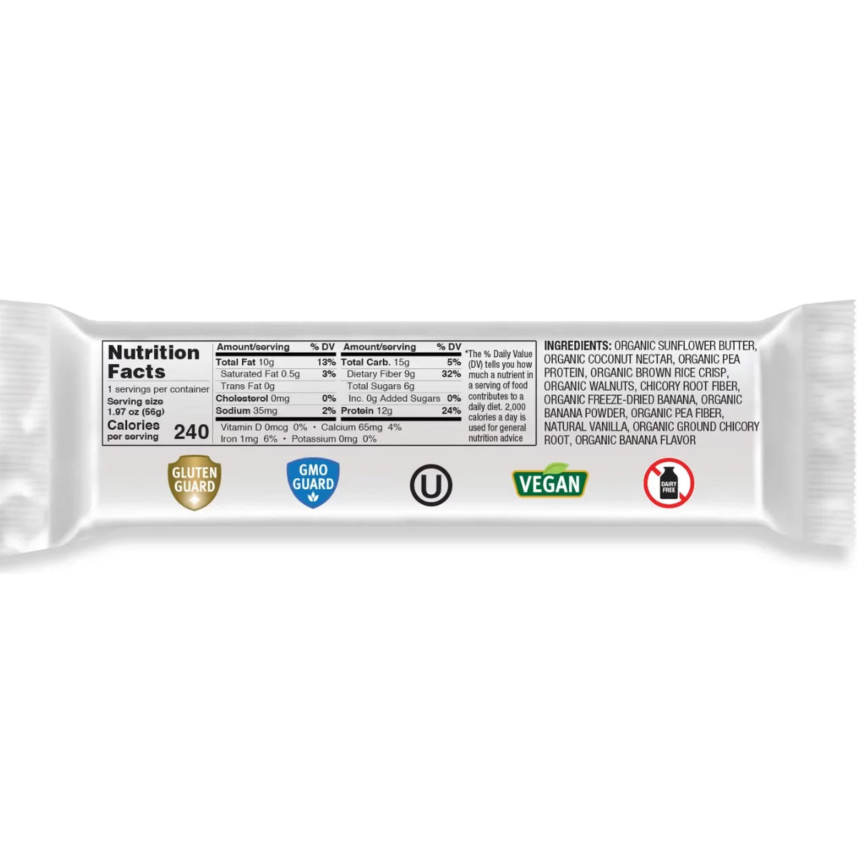 Organic Low Glycemic Banana Nut Protein Bar Box T8807