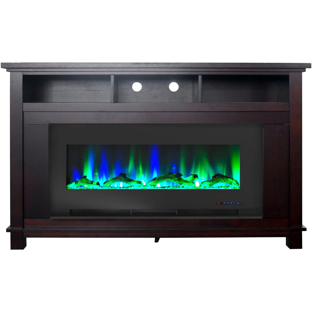 Mahogany Electric Fireplace TV Stand with LED Heater Insert V266