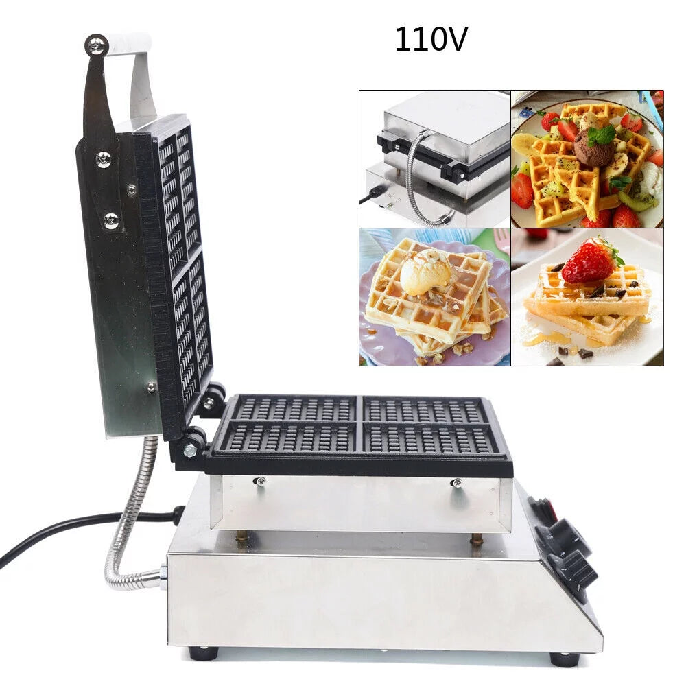 1750W 4Pcs Nonstick Square Stainless Steel Electric Waffle Maker B98941