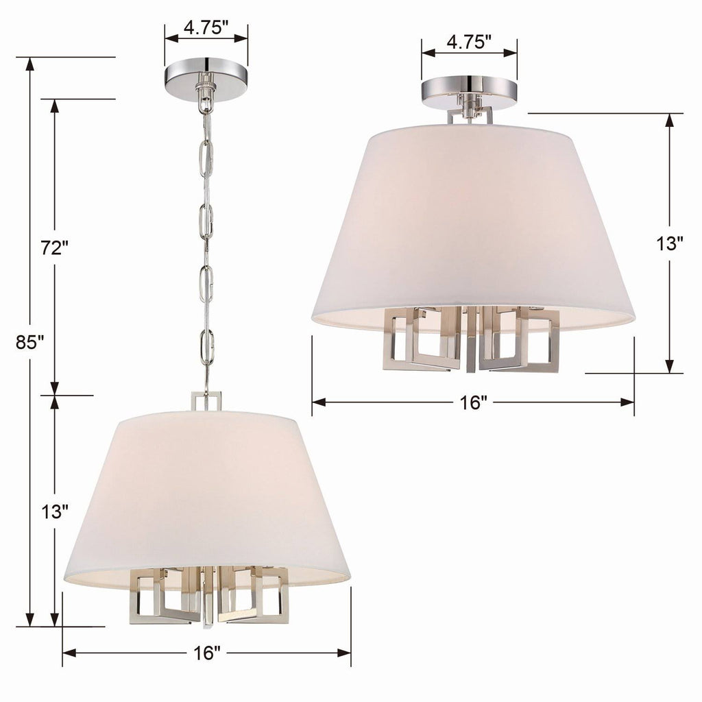 5 Light Ceiling Mount, Polished Nickel L195