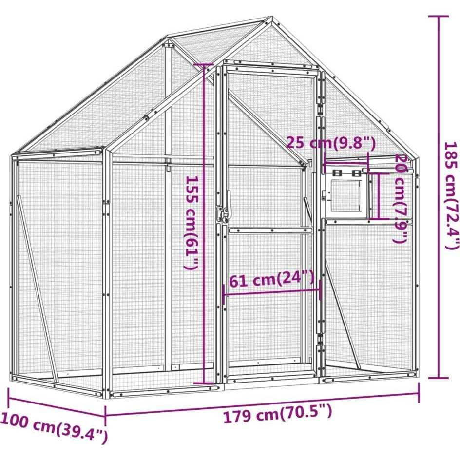 Silver 179x100x185 cm Aluminium Pet Supplies B931956