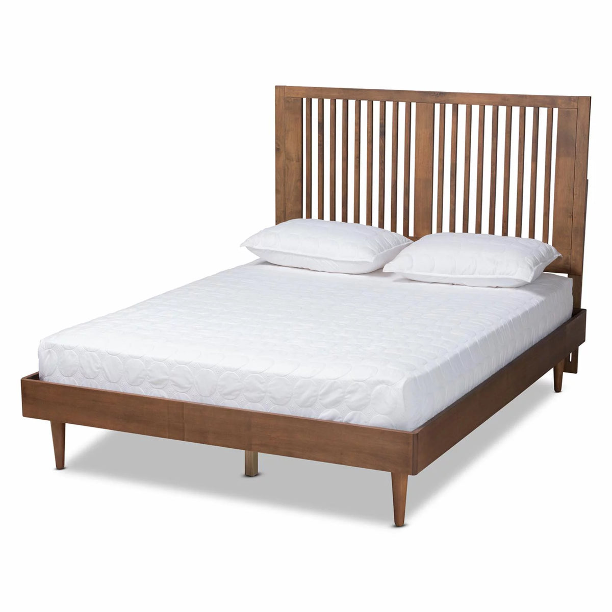 Ash Walnut Finished Wood King Size Platform Bed O477649
