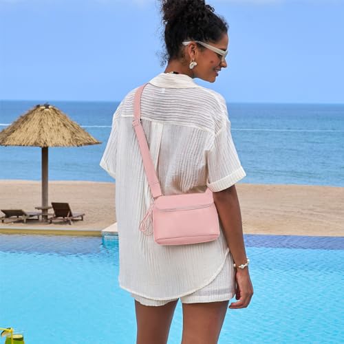 White Brown Vegan Leather Fanny Pack Crossbody Bag Q789682